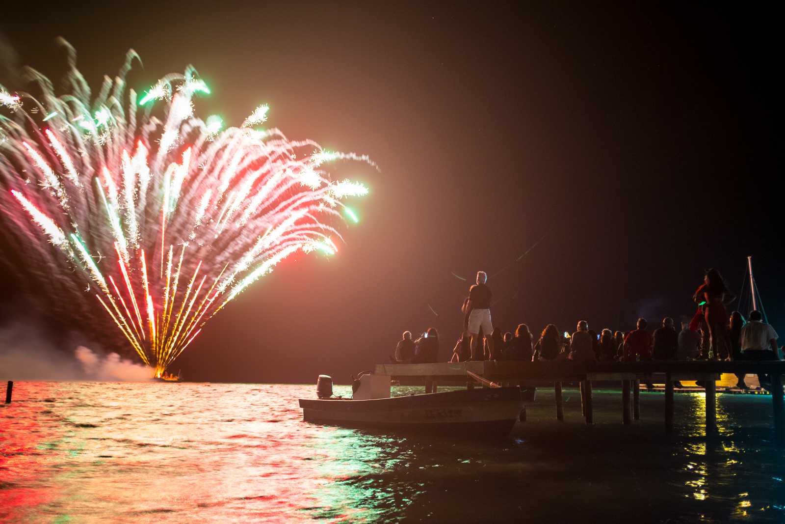 Fireworks at nighttime over the waterl